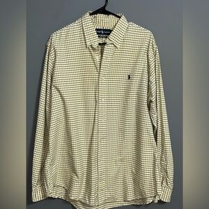 Ralph Lauren Yellow Casual Button Down Shirt custom fit size XL
